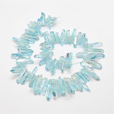 Electroplated Natural Quartz Crystal Beads Strands G-P267-1-1