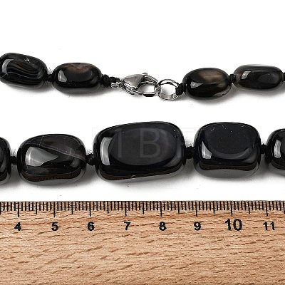 Dyed Natural Agate Cuboid Graduated Beaded Necklaces with Alloy Clasps NJEW-C113-01B-1