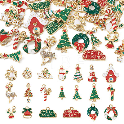 40Pcs 20 Style Christmas Rack Plating Alloy Enamel Pendants ENAM-TA0001-54-1