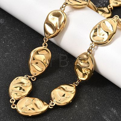 316L Surgical Stainless Steel Textured Flat Teardrop Link Chain Necklaces NJEW-D297-03G-1