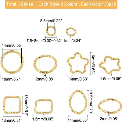  300Pcs 10 Styles Iron Open Jump Rings IFIN-NB0001-48-1