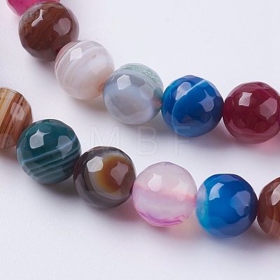 Natural Striped Agate/Banded Agate Beads Strands X-G-G581-8mm-17-1