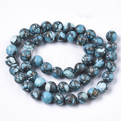 Assembled Synthetic Imperial Jasper and Natural Pyrite Beads Strands G-S366-053-1