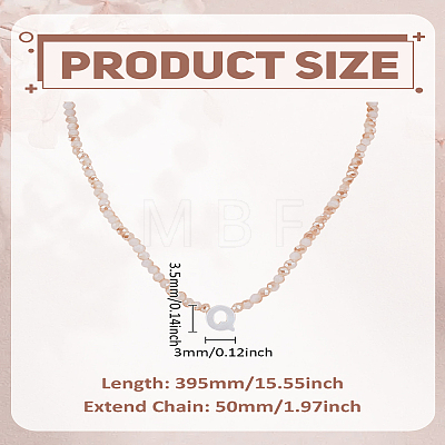 1Pc Glass Rondelle Beaded Necklaces NJEW-LP0007-23Q-1