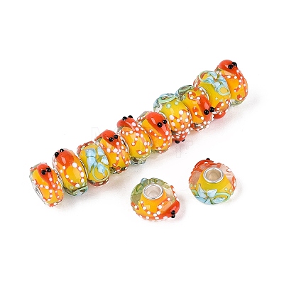 3D Lampwork & Brass Core European Beads LAMP-Q042-01D-1