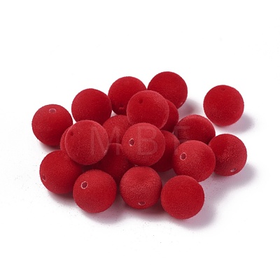 Flocky Acrylic Beads OACR-L011-C-06-1