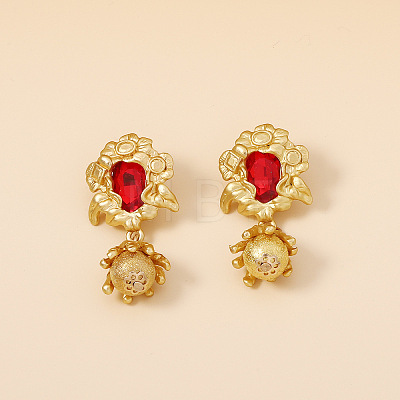 Zinc Alloy Glass Flower Dangle Stud Earrings FS-WGDBC78-01-1
