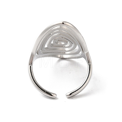 Non-Tarnish 304 Stainless Steel Horse Eye Open Cuff Ring for Women RJEW-C091-05P-1