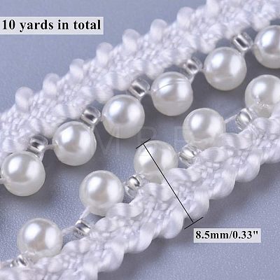 Plastic Imitation Pearl Beads Ribbon FIND-WH0043-55-1