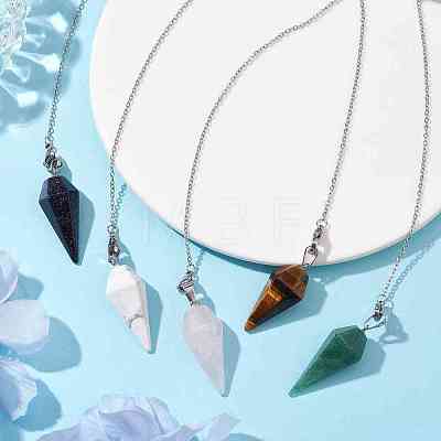 Natural & Synthetic Mixed Gemstone Pointed Dowsing Pendulums PALLOY-JF02609-02-1