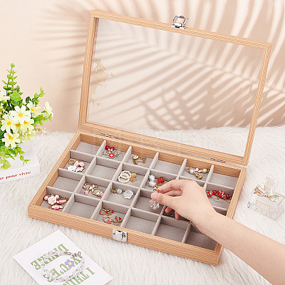 24-Slot Rectangle Wood Pendant Necklace Jewelry Storage Presentation Boxes CON-WH0095-33A-1