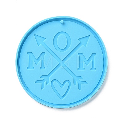 DIY Mother's Day Theme Flat Round Pendant Silicone Molds SIMO-H010-02G-1