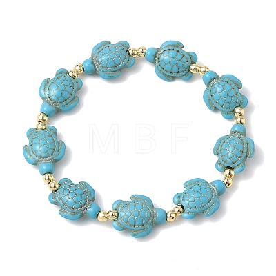 Synthetic Turquoise & Non-magnetic Hematite Beads Stretch Bracelets for Women Men BJEW-JB13729-02-1