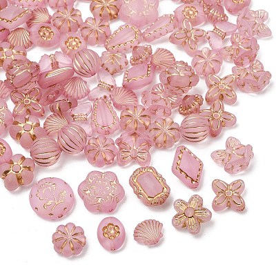 Frosted Transparent Acrylic Beads OACR-Z041-08-1