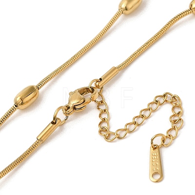 304 Stainless Steel Oval Snake Chain Necklaces NJEW-H046-03G-1