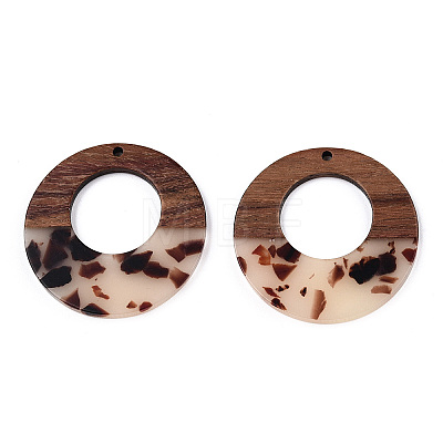 Transparent Resin & Walnut Wood Pendants RESI-TAC0017-74-B02-1