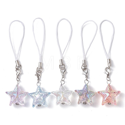 Transparent Acrylic Star Mobile Strap HJEW-JM01228-1