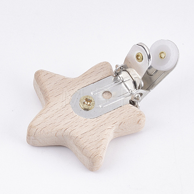 Beech Wood Baby Pacifier Holder Clips WOOD-T015-19-1