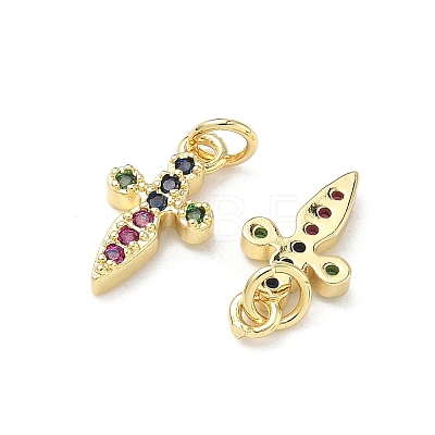 Brass Micro Pave Cubic Zirconia Pendants KK-P350-03G-1