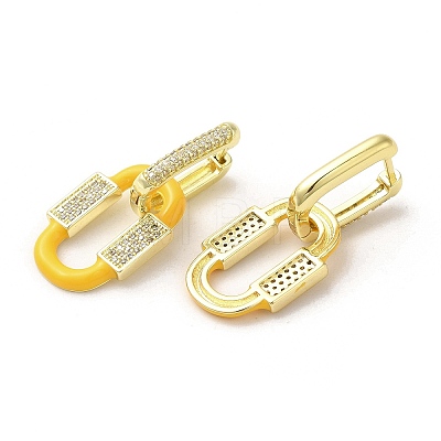 Oval Real 18K Gold Plated Brass Dangle Hoop Earrings EJEW-L268-041G-04-1