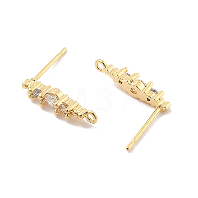 Brass Clear Cubic Zirconia Stud Earring Findings KK-A238-02C-G-1