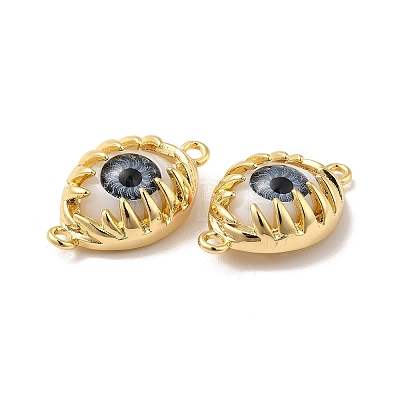 Evil Eye Resin Brass Connector Charms RESI-E026-01G-01-1