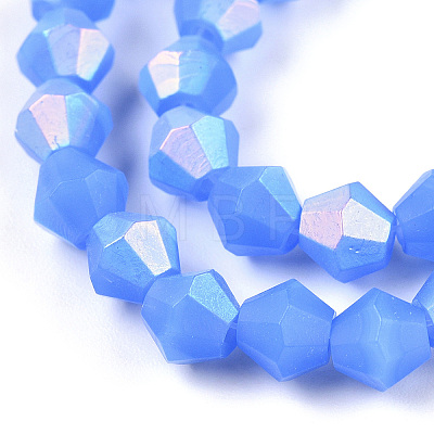 Imitation Jade Bicone Frosted Glass Bead Strands X-EGLA-A039-J6mm-MB04-1