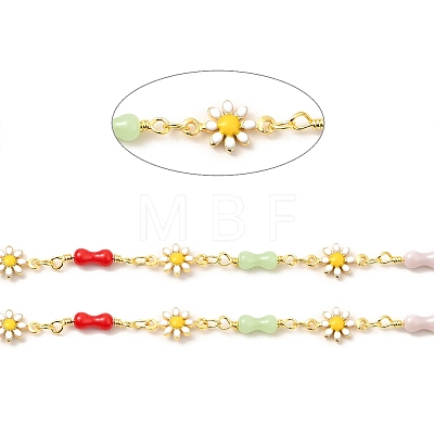 Brass Daisy Flower Link Chains CHC-C003-12G-1