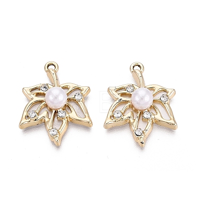 Alloy with ABS Imitation Pearl & Crystal Rhinestone & Acrylic Pendants PALLOY-Q466-04G-01-1