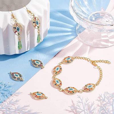 10Pcs Brass Colorful Cubic Zirconia Connector Charms FIND-HY0001-23-1