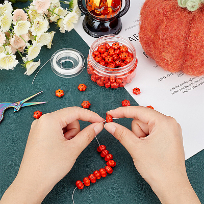 DIY Pumpkin Bead Stretch Bracelets Making Kits DIY-SC0014-66-1