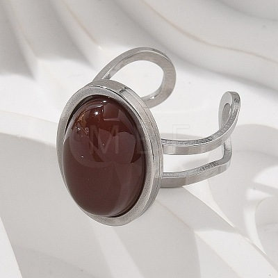 Oval Natural Carnelian Finger Rings RJEW-M062-02P-04-1