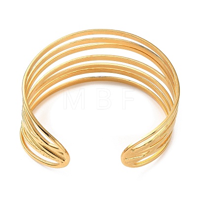 304 Stainless Steel Multi Line Cuff Bangles BJEW-F457-05G-1