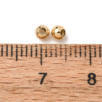 Real 24K Gold Plated Brass Round Spacer Beads X-PALLOY-M029-03G-1