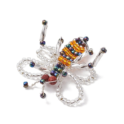 2Pcs Handmade Glass Seed Beads Woven Pendants PALLOY-MZ00214-1