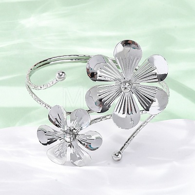 Flower Alloy Arm Cuff Bangles for Girl Women AJEW-A063-01A-P-1