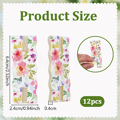 12Pcs Flower Printed Polyester Necklace Anti-Winding Display Cards CDIS-OC0001-14B-1