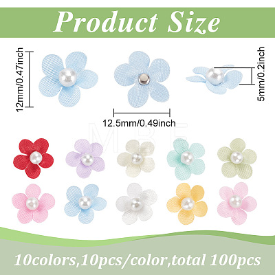 Fingerinspire 100Pcs 10 Colors Flower Polyester Ornament Accessories DIY-FG0005-33-1