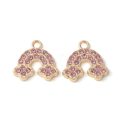 Alloy Pink Rhinestone Pendants PALLOY-E775-15G-1