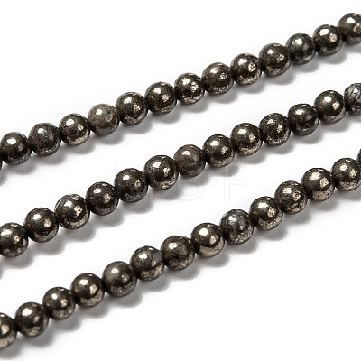 Natural Pyrite Beads Strands X-G-L031-4mm-01-1
