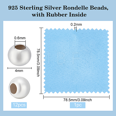BENECREAT 12Pcs 925 Sterling Silver Rondelle Beads STER-BC0001-85-1
