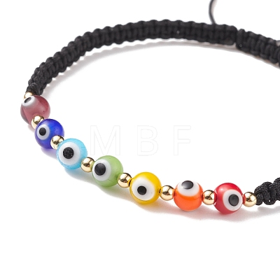 2Pcs 2 Colors Lampwork Round Evil Eye Braided Bead Bracelets Set BJEW-TA00139-1