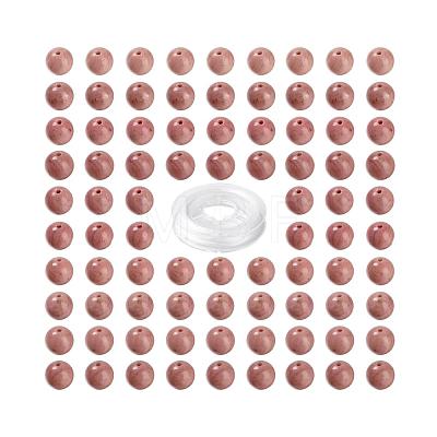 100Pcs 8mm Grade AAA Natural Rhodonite Round Beads DIY-LS0002-65-1