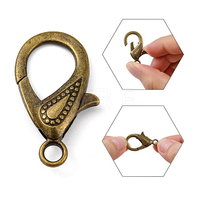 Tibetan Style Alloy Lobster Claw Clasps PALLOY-O027-AB01-1