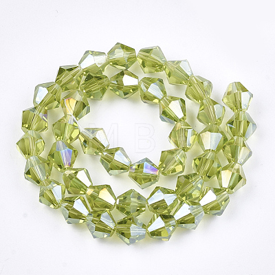 Faceted Bicone Electroplate Glass Beads Strands X-EGLA-Q118-6mm-B18-1