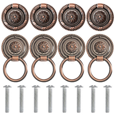 8Pcs Flower Zinc Alloy Cabinet Handles AJEW-FH0006-30B-1