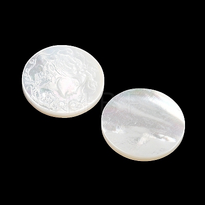 Natural White Shell Carved Cabochons SSHEL-I026-03A-02-1