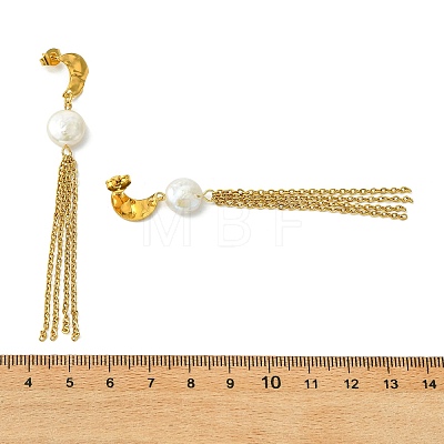 304 Stainless Steel Stud Tassel Earrings for Women EJEW-JE07185-1