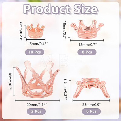 26Pcs 4 Styles Crown Alloy Display Stands for Gemstone FIND-AR0006-93RG-1