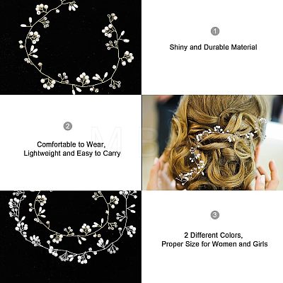 2Pcs 2 Style Bridal Pearl Rhinestone HairBand OHAR-CA0001-07-1